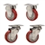 3" caster set with red polyurethane wheels