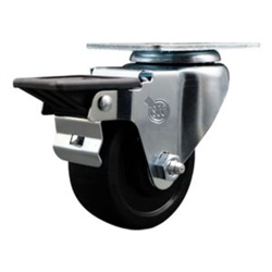 swivel casters with 3 inch soft rubber wheel and posi lock brake