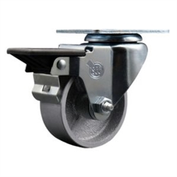Swivel casters with 3 inch semi steel cast iron wheel and posi lock brake