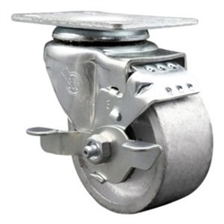 swivel casters with 3 inch semi steel cast iron wheel and brake