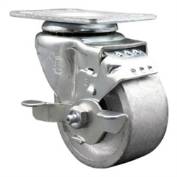 swivel casters with 3 inch semi steel cast iron wheel and brake