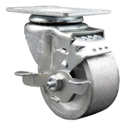 swivel casters with 3 inch semi steel cast iron wheel and top lock brake