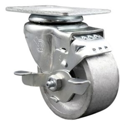 swivel casters with 3 inch semi steel cast iron wheel and brake