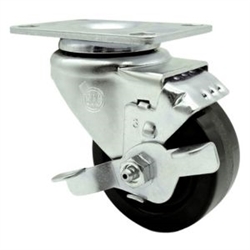 Service Caster #20 Series swivel casters with 3-1/2 inch phenolic wheel and brake.