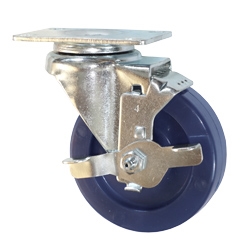 3-1/2"  top plate swivel caster with brake and solid polyurethane wheel