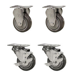 3-1/2 inch thermoplastic rubber wheel caster set with 2 swivel and 2 rigid casters