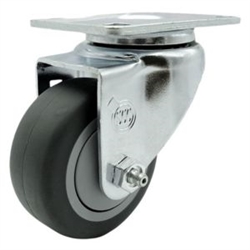 Swivel casters with 3-1/2 inch thermoplastic rubber tread wheel