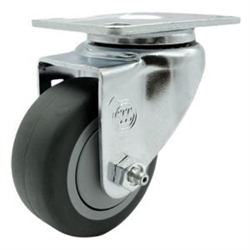 Swivel casters with 3-1/2 inch thermoplastic rubber tread wheel