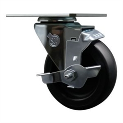 Service Caster #20 Series swivel casters with 4 inch polyolefin wheel and brake feature a bright zinc plated finish.