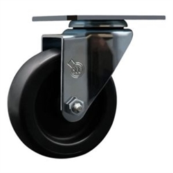 Service Caster #20 Series swivel casters with 4 inch polyolefin wheel feature a bright zinc plated finish.