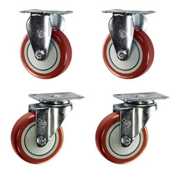4" caster set with polyurethane wheels