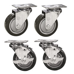 4" caster set with polyurethane wheels