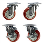 4" caster set with polyurethane wheels