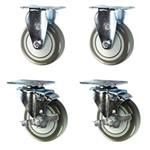 4" caster set with gray polyurethane wheels