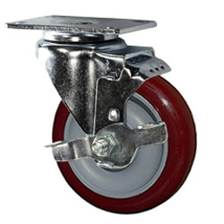 4" Swivel Caster with Polyurethane Tread and top lock brake