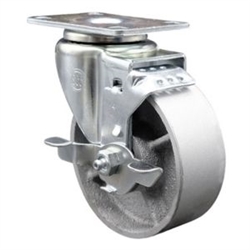 swivel casters with 4 inch semi steel cast iron wheel and brake