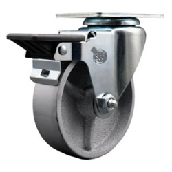 swivel casters with 4 inch semi steel cast iron wheel and posi lock brake