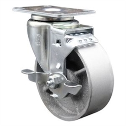 swivel casters with 4 inch semi steel cast iron wheel and brake