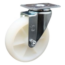 Service Caster #20 Series swivel casters with 5 inch nylon wheel.