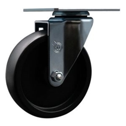 Service Caster #20 Series swivel casters with 5 inch polyolefin wheel feature a bright zinc plated finish.