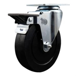 swivel casters with 5 inch soft rubber wheel and posi lock brake