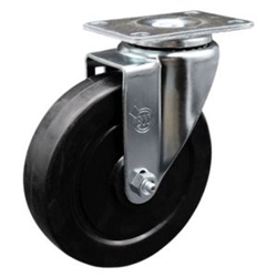 Service Caster #20 Series swivel casters with 5 inch soft rubber wheel.