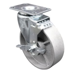 swivel casters with 5 inch semi steel cast iron wheel and brake