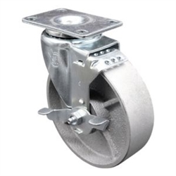 swivel casters with 5 inch semi steel cast iron wheel and brake