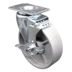 swivel casters with 5 inch semi steel cast iron wheel and brake