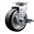 Swivel caster with durable 5 inch diameter by 2 inch wide moldon rubber tread on aluminum core wheel and top lock brake