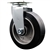 Swivel caster with durable 6 inch diameter by 2 inch wide moldon rubber tread on aluminum core wheel