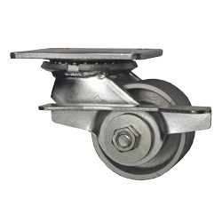 3-1/4 Inch Heavy Duty Low Profile Swivel Caster with Semi Steel Wheel, Ball Bearings, and Brake