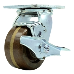 Service Caster Series #30 high temperature swivel caster with 4 inch durable glass filled nylon wheel and brake.