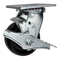 Swivel Caster with Brake Glass Filled Nylon Wheel