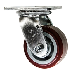 4 Inch Swivel Caster with Polyurethane Tread on Poly Core Wheel and Ball Bearings