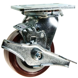 4 Inch Swivel Caster with Polyurethane Tread on Poly Core Wheel and Ball Bearings