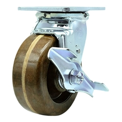 Service Caster Series #30 high temperature swivel caster with 5 inch durable glass filled nylon wheel and brake.