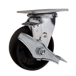 5 Inch Swivel Caster with Brake and Glass Filled Nylon Wheel
