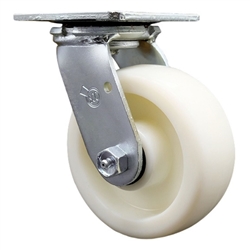 Service Caster Series #30 swivel casters with 5 inch nylon wheel.