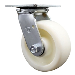 Service Caster Series #30 swivel casters with 5 inch nylon wheel.