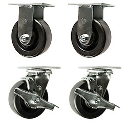 5 Inch Toolbox Caster with Polyolefin Wheel, precision bearings, and brakes