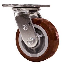5 Inch Swivel Caster with Polyurethane Tread on Poly Core Wheel and Ball Bearings