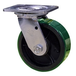 5 Inch Swivel Caster with Green Polyurethane Tread Wheel and Ball Bearings