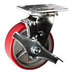 5 Inch Swivel Caster with Polyurethane Tread Wheel - Brake