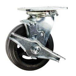 5 Inch Swivel Caster with Rubber Tread Wheel, Ball Bearings and Brake
