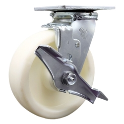 Service Caster Series #30 swivel casters with brake and 6 inch nylon wheel.