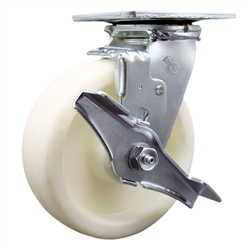Service Caster Series #30 swivel casters with brake and 6 inch nylon wheel.