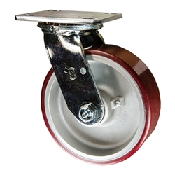 6 Inch Swivel Caster with Polyurethane Tread on Aluminum Core Wheel and Ball Bearings