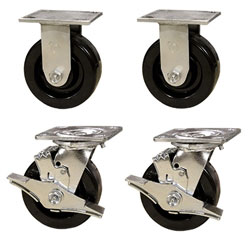 6 Inch Toolbox Caster with Phenolic Wheels, precision bearings, and brakes