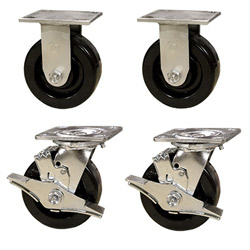 6 Inch Toolbox Caster set with Phenolic Wheels and brakes